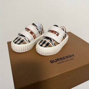 Burberry Kids Plaid Sneakers - Black, Red, and Cream